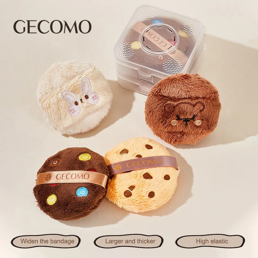GECOMO 부드럽고 귀여운 플로킹 파우더 퍼프 피부 친화적인 소재 플러시 파우더 퍼프 루스 파우더 세팅 메이크업 도구에 적합