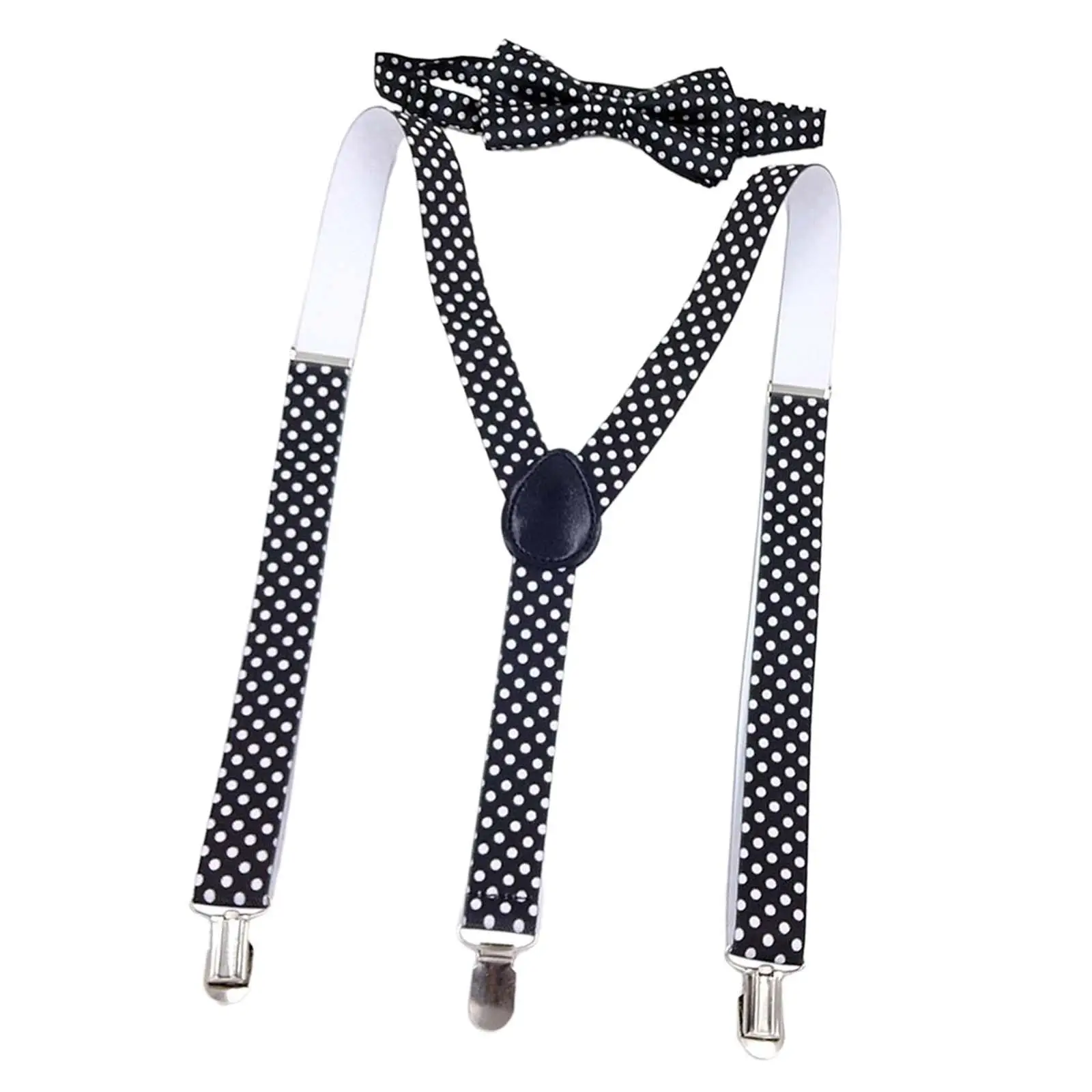 Kids Suspender Bow Tie Kit Tuxedo Suspenders Adjustable Pants Brace Pants Suspender Y Back Braces for Dance Costume Wedding