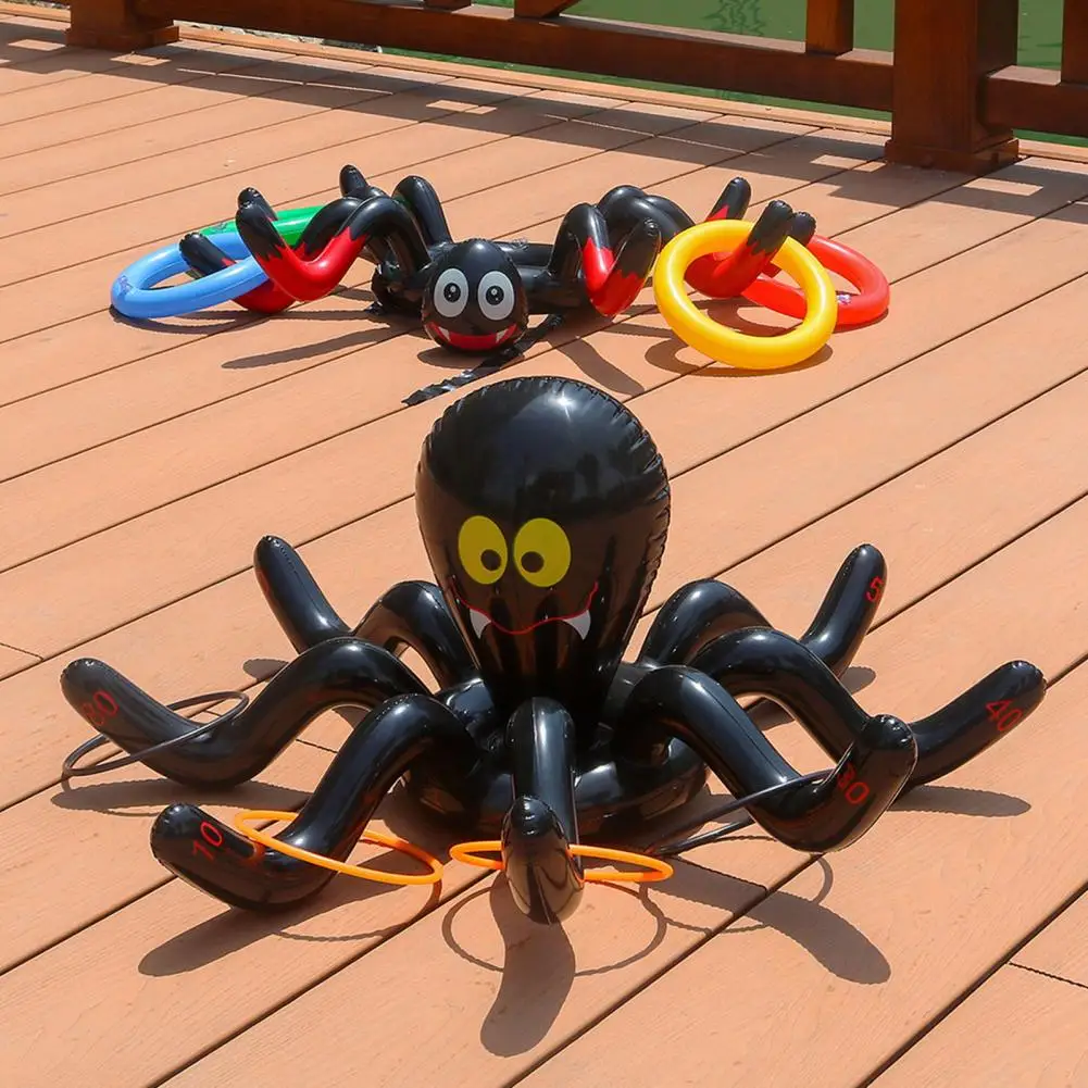 Pvc Ring Toss Game Interactive Inflatable Spider Ring Toss Game Fun Halloween Toy for Kids Adults for Family Parties New Year's fade resistant ring toss set fun halloween toy spider ring toss game for kids adults family party activity new year gift