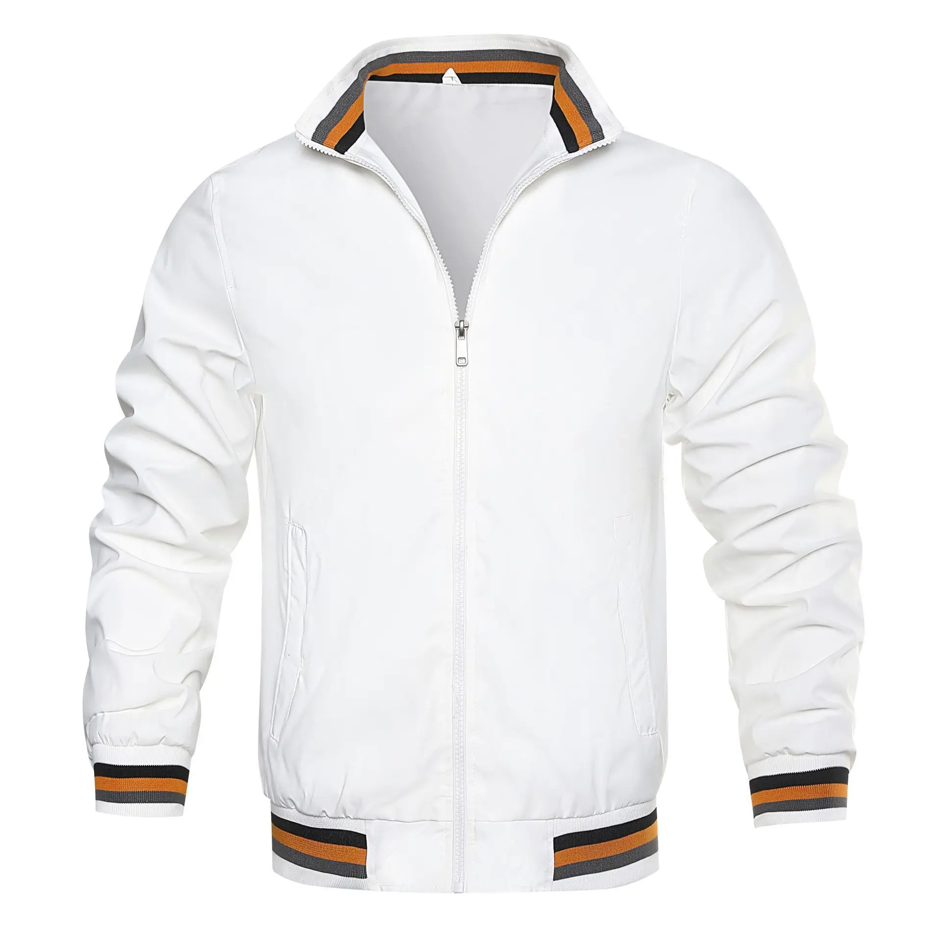 Men's Stand Collar Casual Zipper Jacket Outdoor Sports Coat Windbreaker Jacket