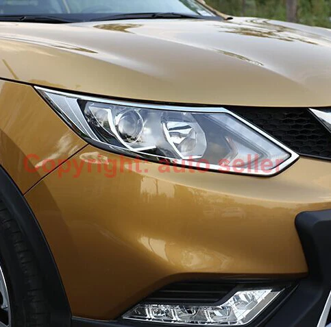 

For Nissan Qashqai 2014 2015 2016 ABS Chrome Headlight Lamp Cover Trim Car Accessories Stickers