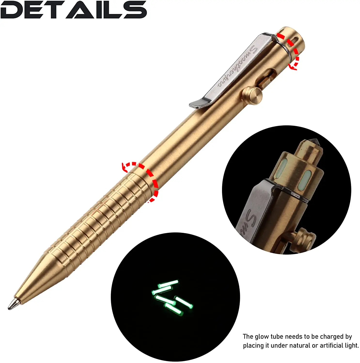 SMOOTHERPRO Heavy Weight Solid Brass Bolt Action Pen with 5