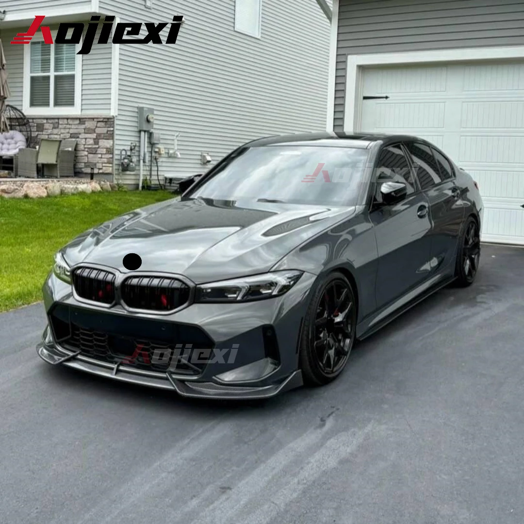 AK 스타일 리얼 카본 파이버 프론트 범퍼 립 스플리터 (BMW 3 시리즈 G20 G21 330i M340i LCI 2023-2026 G20 카본 프론트 립)