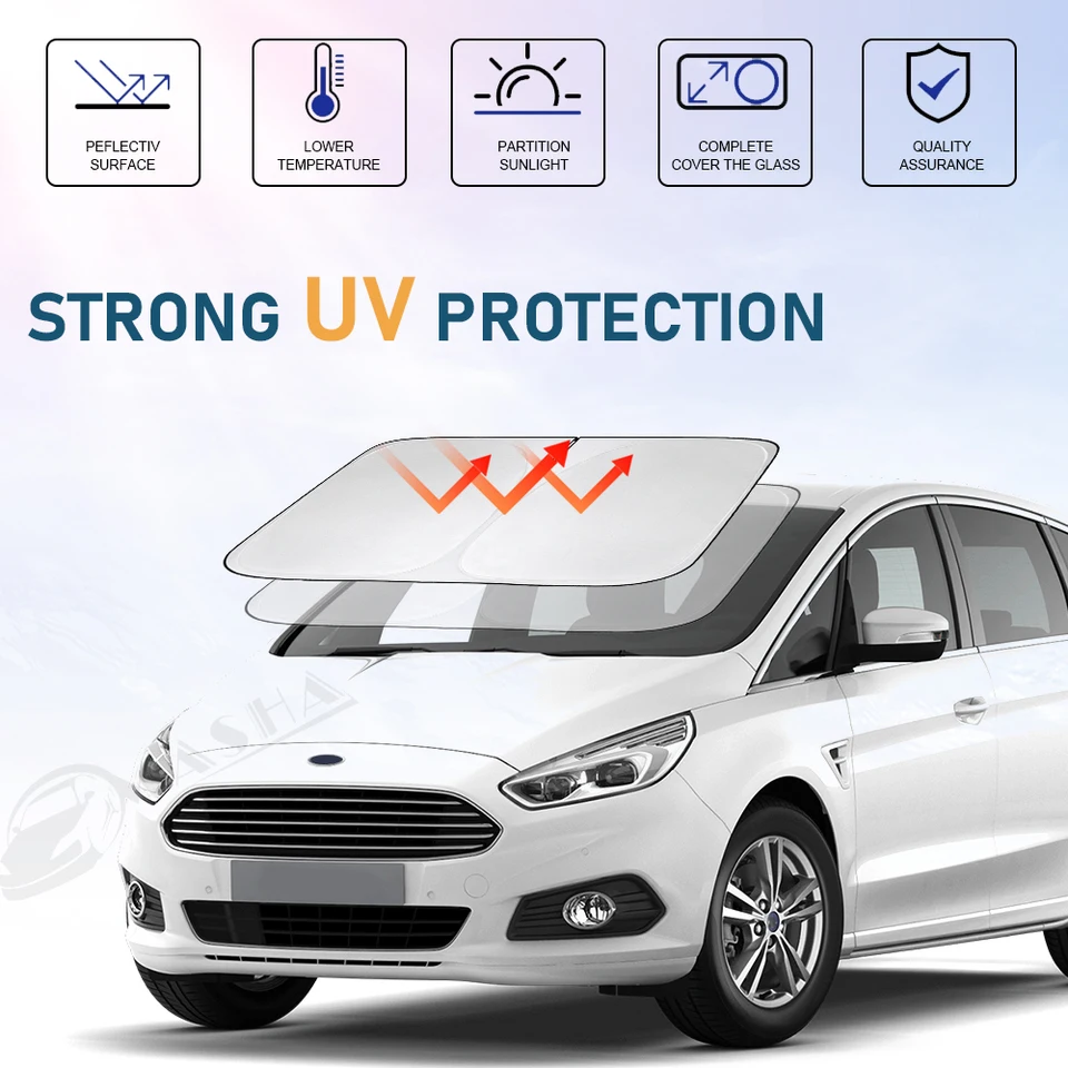 YelloPro Custom Fit Windshield Sunshade For Ford C-MAX 2013-2018 - Reflective UV Protector