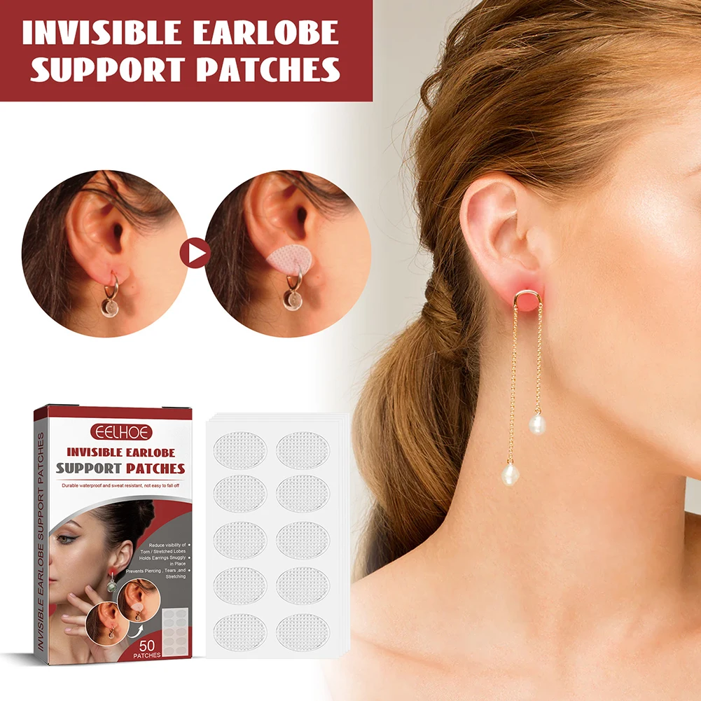 50pcs Invisible Stretched Ear Lobes Portable Earrings Support Patches  Waterproof Puncture Resistant Mini for Cosmetic Products