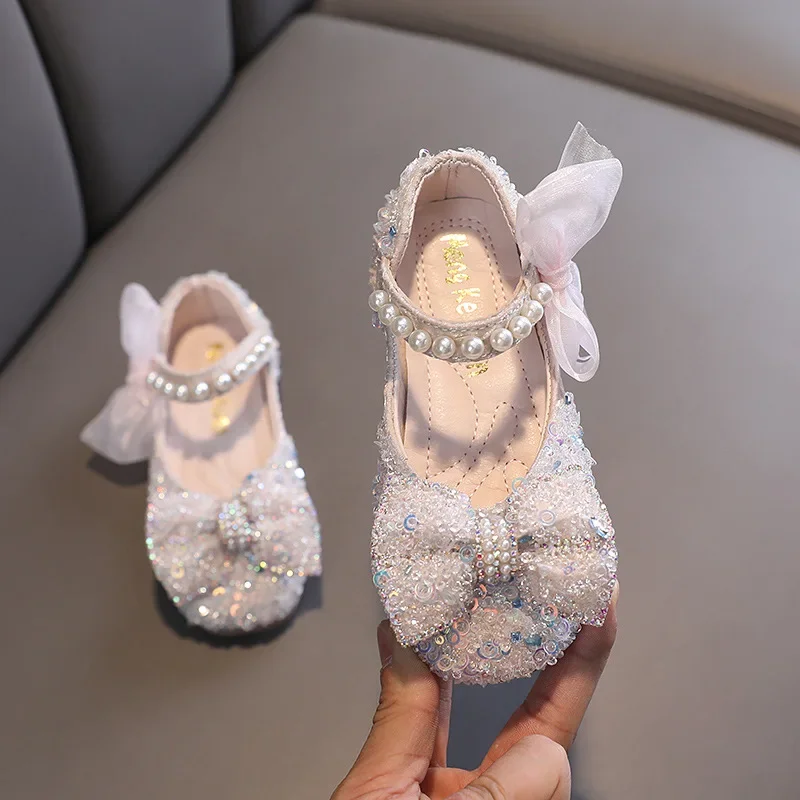 Girls Princess Flats Leather Shoes H05273
