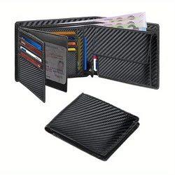 Men's Sleek RFID Blocking Wallet with Multiple Card Slots and Coin Pocket - Perfect Gift (Carbon Fiber)
