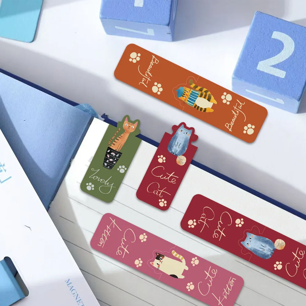 Cute Cat Magnetic Folding Bookmark 4 PCS Book Marking Page Clip DIY Student Stationery Creative Gifts
