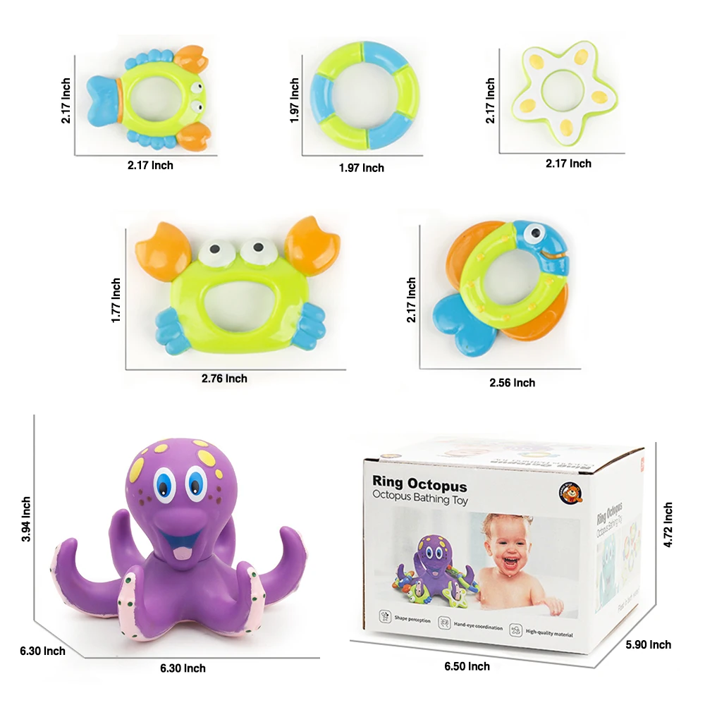 AnGku Baby Bath Toys Cute Carton Octopus Bath Toys for Toddlers 6-12 Months Bathroom Baby Toy for 1 Year Old Boy Girl 6