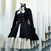 2024 Vintage Gothic Lolita Dress OP Ruffle Bow tie Button Lace Up Knee Length Dress Long Sleeve Sweet Dress 3