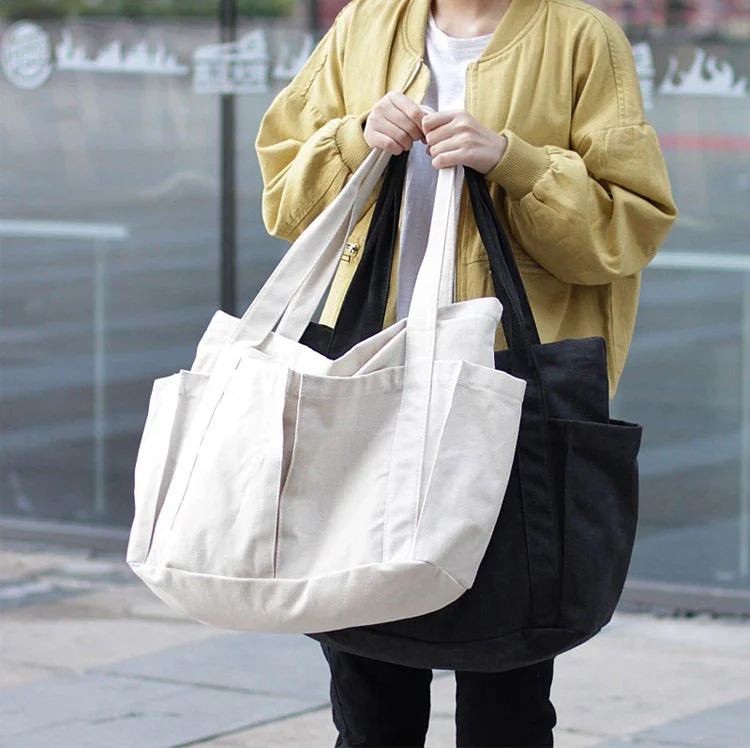 Borsa Tote Bag, Borsa A Tracolla In Velluto A Coste, Tote Bag Con Cerniera, Borse A Tracolla, Borsa Shopper Donna Per Scuola, Lavoro, Shopping, Viaggi, Uso Quotidiano, Nero