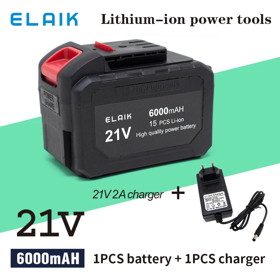 

18V21V 6000mAh 6A is suitable for large art power tools Electric screwdriver, electric drill, lithium ion battery large capacity