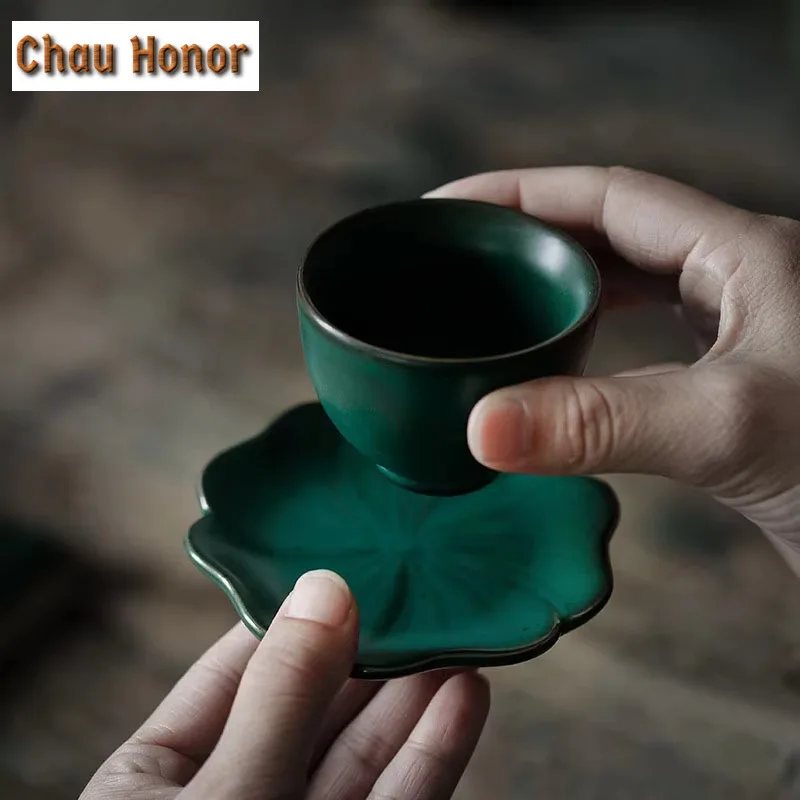 2pcs /Set Japanese Style Turquoise Coarse Ceramic Coaster Household Anti Scalding Tea Holder Thermal Insulation Pad Accessories