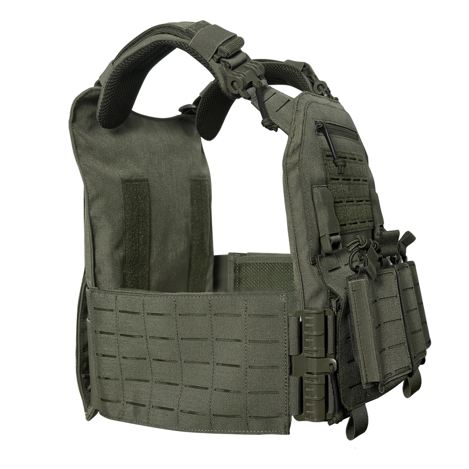 1000d Nylon taktische Weste Anzug Lasers ch neiden modulare Schnell verschluss weste mit dreifacher Tasche verschleiß fest kratz fest – Detail 11