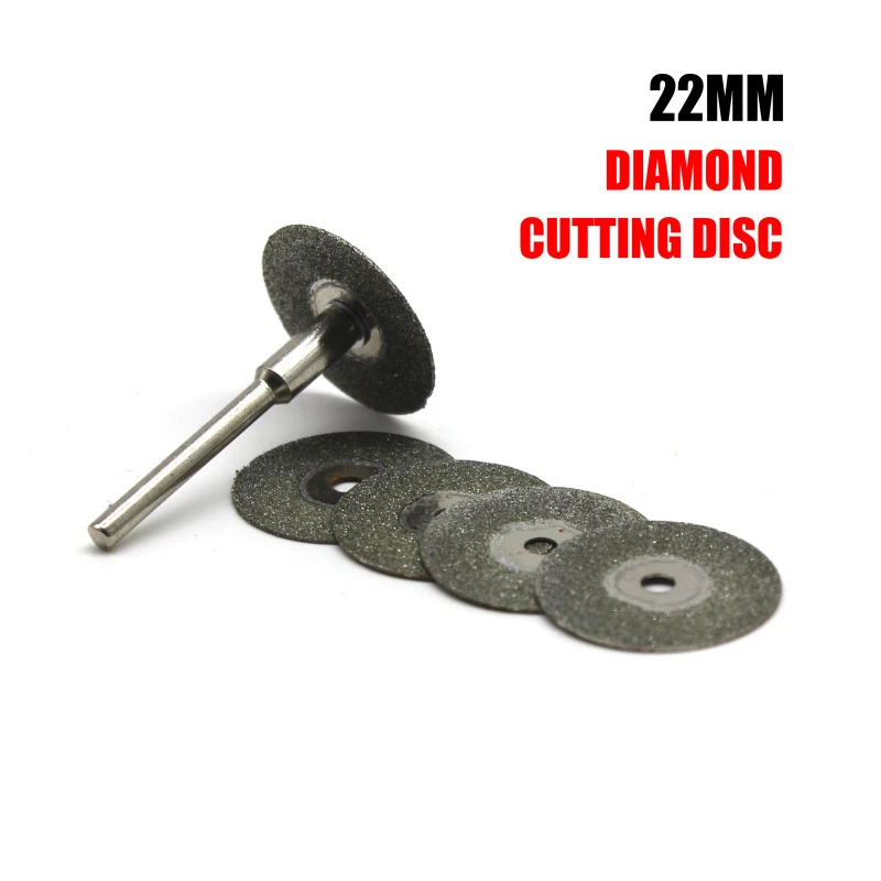 5pcs 22mm 다이아몬드 커팅 디스크 1pcs 연결 생크 미니 다이아몬드 톱 블레이드 Dremel 드릴 맞춤 로타리 도구에 대 한 잘라 내기