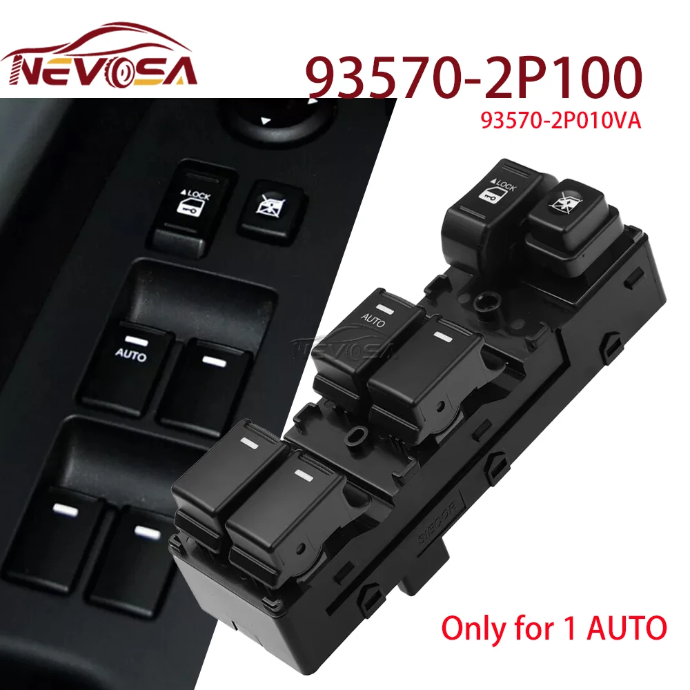 NEVOSA Kia Sorento 용 앞 좌측 드라이버 2010 2011 2012 2013 전력 창 스위치 93570-2P100 93570-2P200 93570-2P100VA