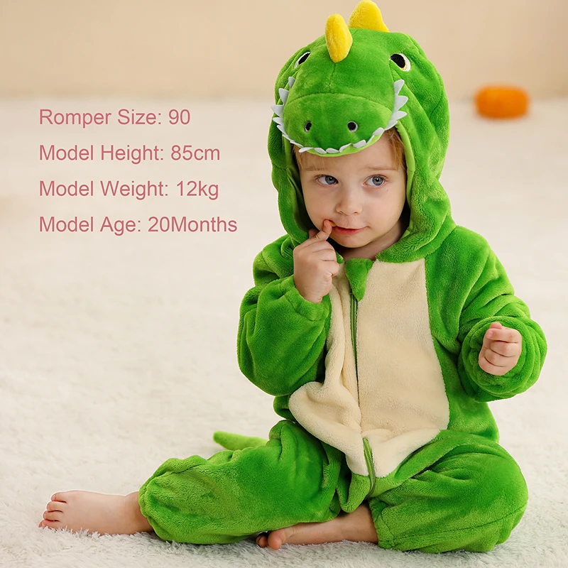 MICHLEY Winter Baby Rompers Hooded Flannel Cosplay Toddler Infant Clothes Overall Bodysuits Jumpsuit Costume For Kids Girl Boy baby rompers