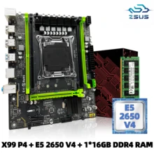 ZSUS X99 P4 Motherboard Set Kit With Intel LGA2011-3 Xeon E5 2650 V4 CPU DDR4 16GB  (1*16GB) 2133MHZ RAM Memory NVME M.2 SATA