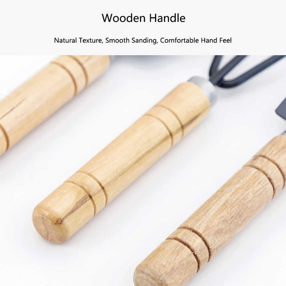 3PCS Gardening Tool Set Hand Planting Mini Wood Handle Shovel Spade Trowel Gardening Tools For Flowers Succulent Tranplanting