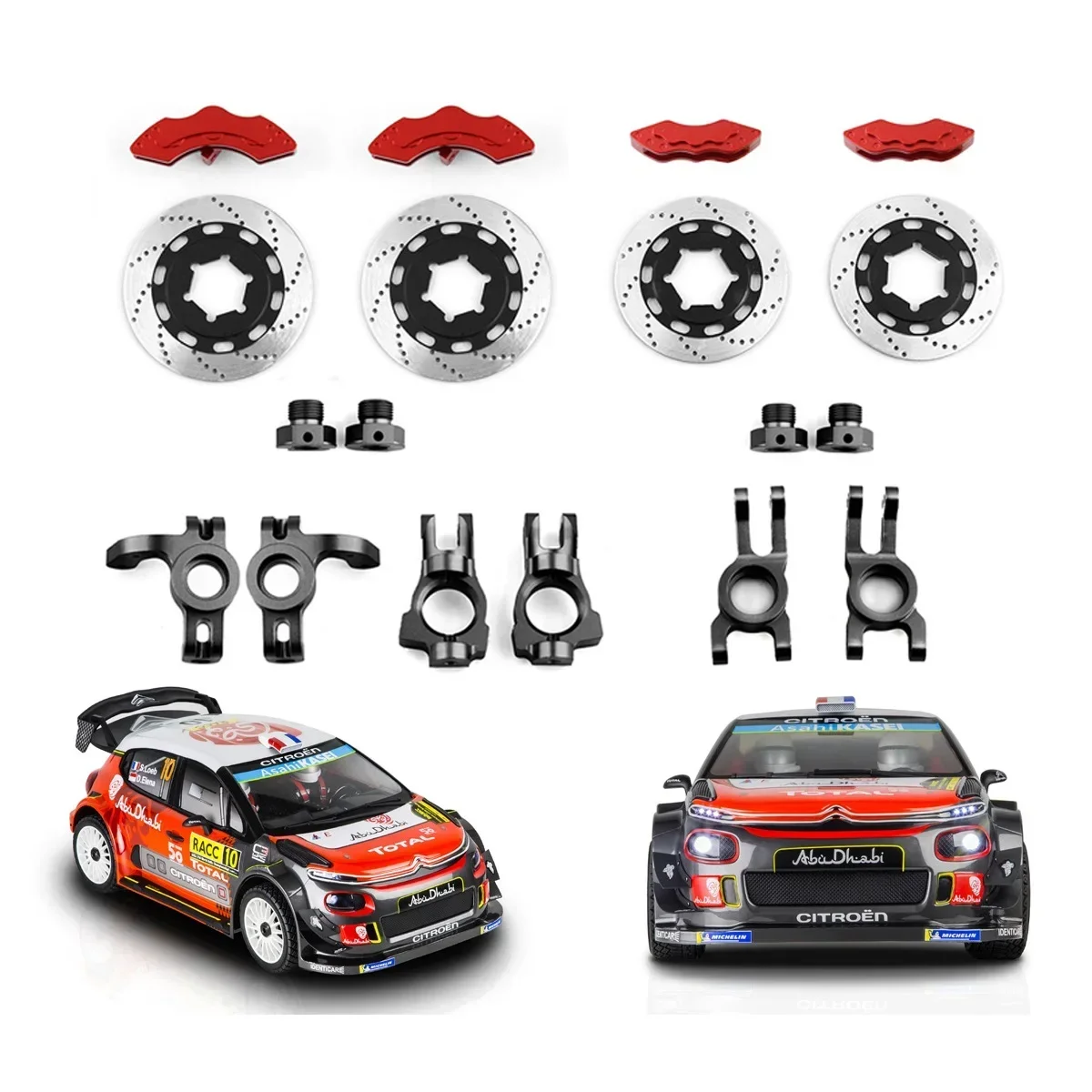 

CatRC Metal Steering Block C-Hub Carrier Rear Hub Carrier Brake Disc Set for 1/7 scale KM Citron C3 Rally RC Car Upgrade Parts