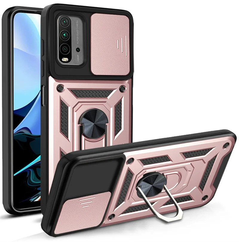 Durable Camera Lens Protective Armor Shockproof Phone Case with Ring Holder