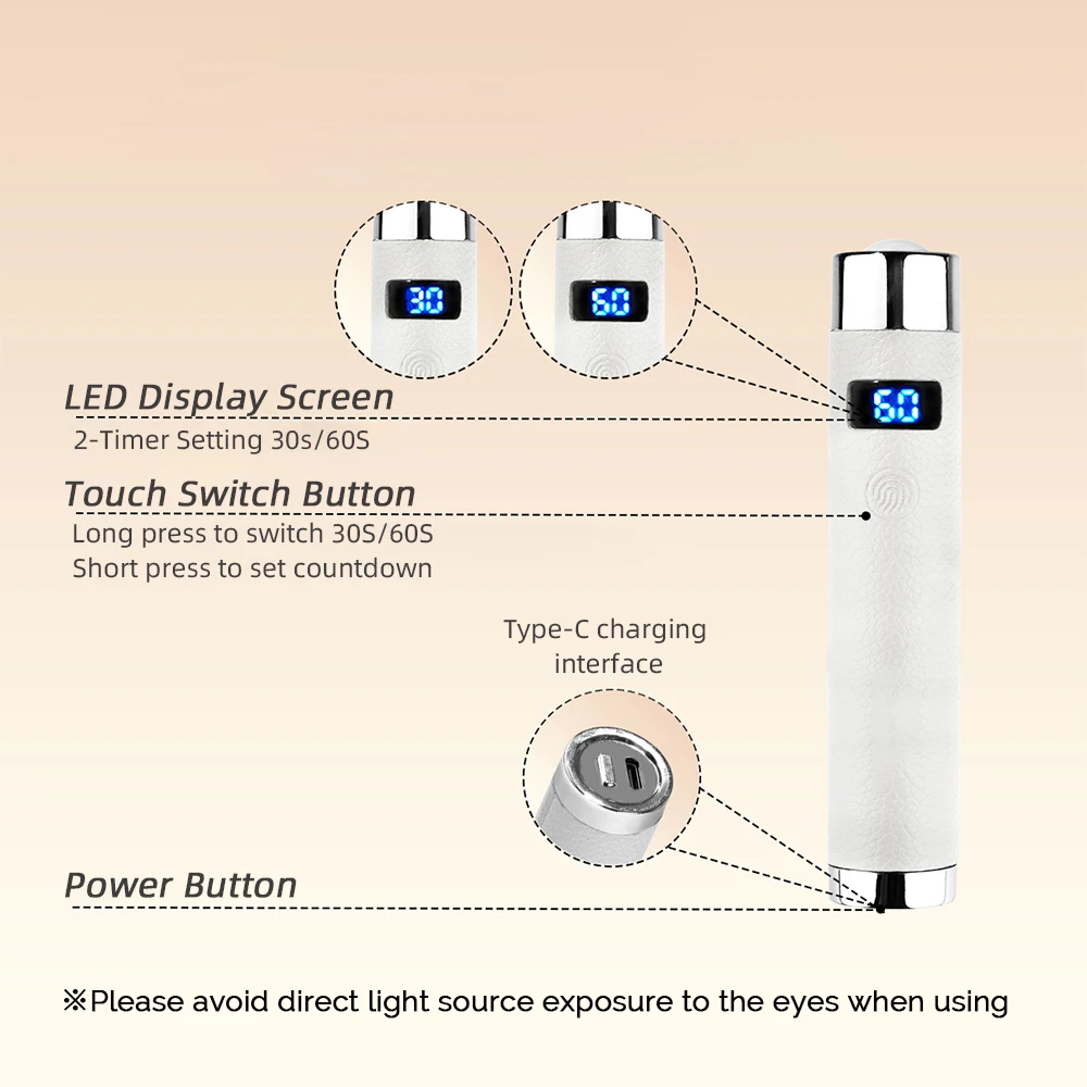Portable Nail Dryer Light UV Nail Lamp Rechargeable Gel Nails Lamp With Flexible Hose  LED Therapy Light Nail Art Tools