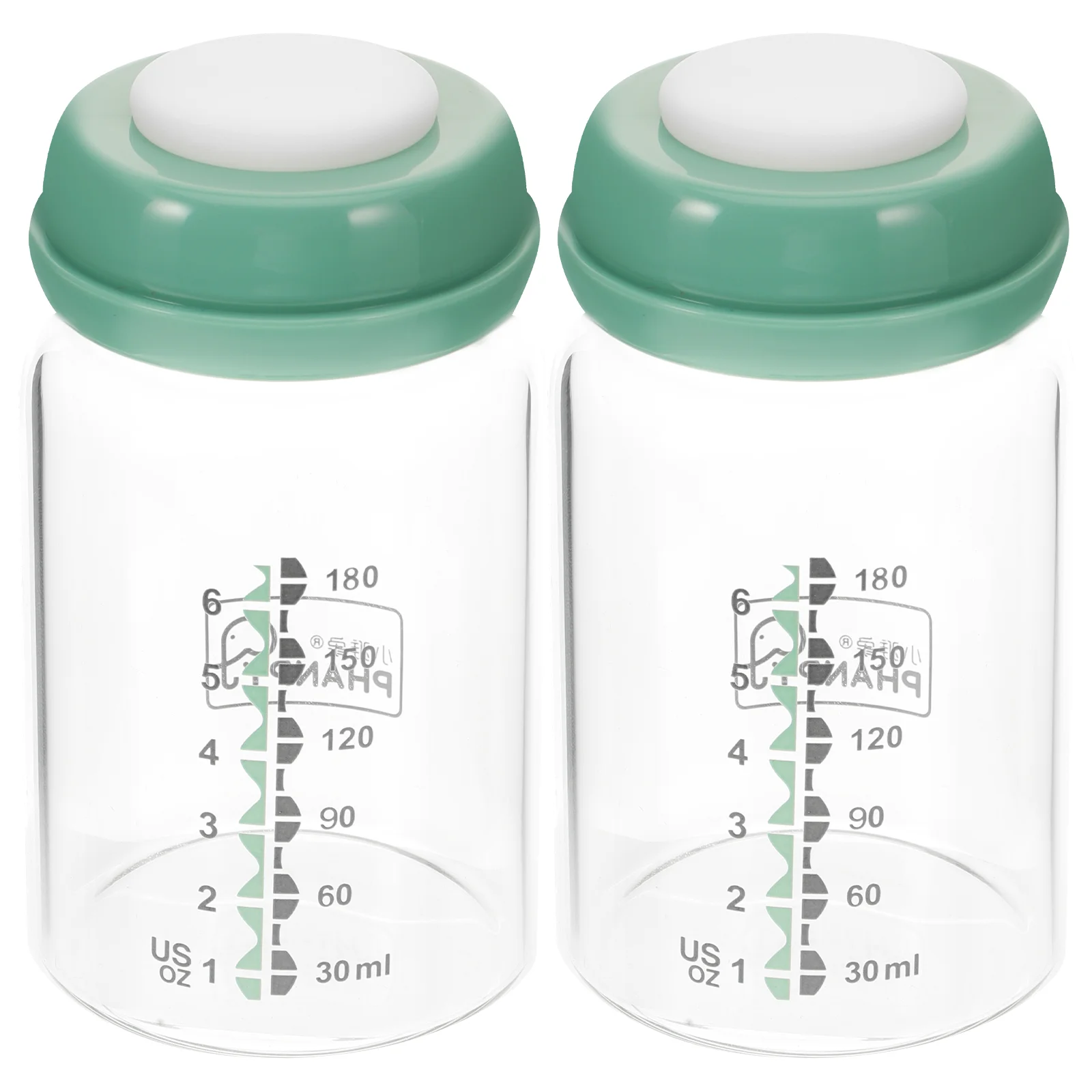 2 Pcs 180ml Green Breast Storage Bottles Wide Mouth Glass Baby Feeding Containers Safe Eco Friendly Transparent Practical