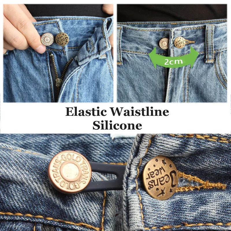 Jeans Retractable Button Buckle Clothing Pant Jeans Button Waistband Adjustable Extended Buckle Jeans Ceinture Sewing Button 3
