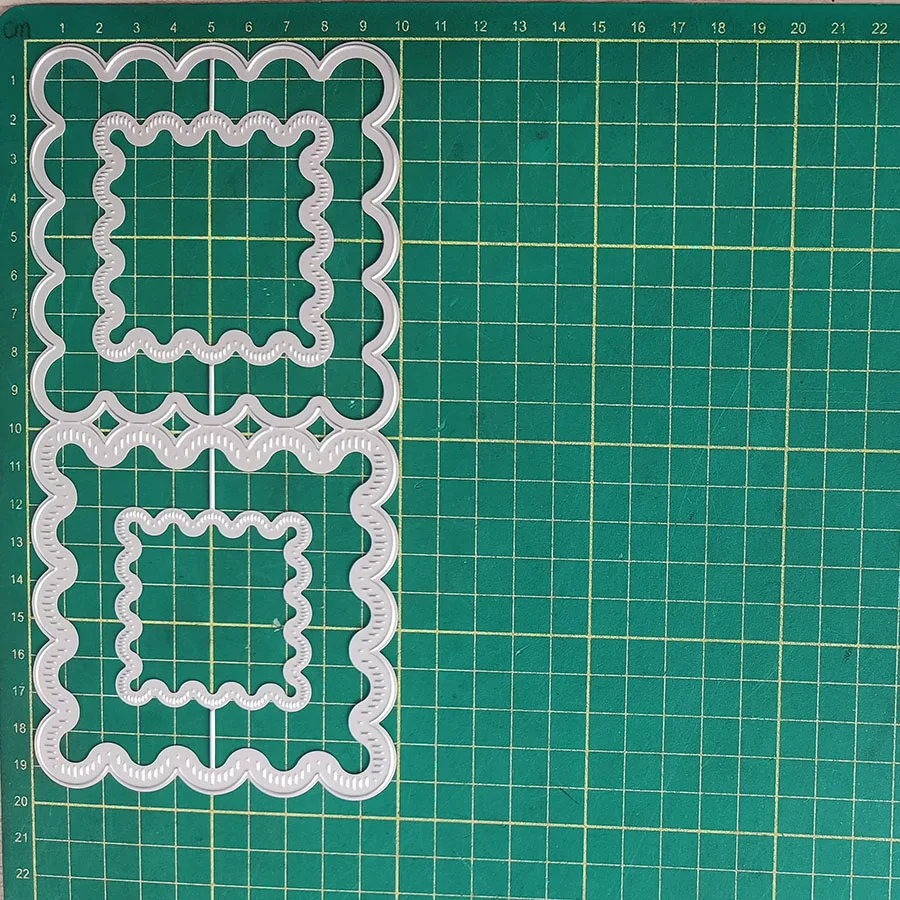 가리비 테두리 스티치 노트 카드 사각형 프레임 커팅 다이 스크랩북 카드 만들기 DIY 종이 공예 금속 스텐실 서프라이즈 생성