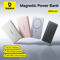 Baseus 5000mAh Magnetic Power Bank 15W Wireless 20W Wired Charging Thin Card-Sized Slim Portable Powerbank for iPhone 17 Samsung 1