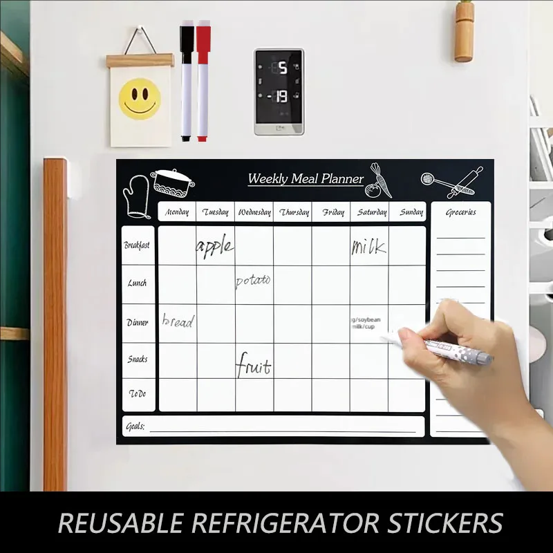 Erasable Week Meal Planner Soft Magnetic Fridge Sticker Whiteboard Message Board Memo Refrigerator Magnet