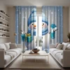 2pcs set HD Christmas gift snowman decoration curtain Blue tie digital printed curtain Home Decoration style Decoration livin 3