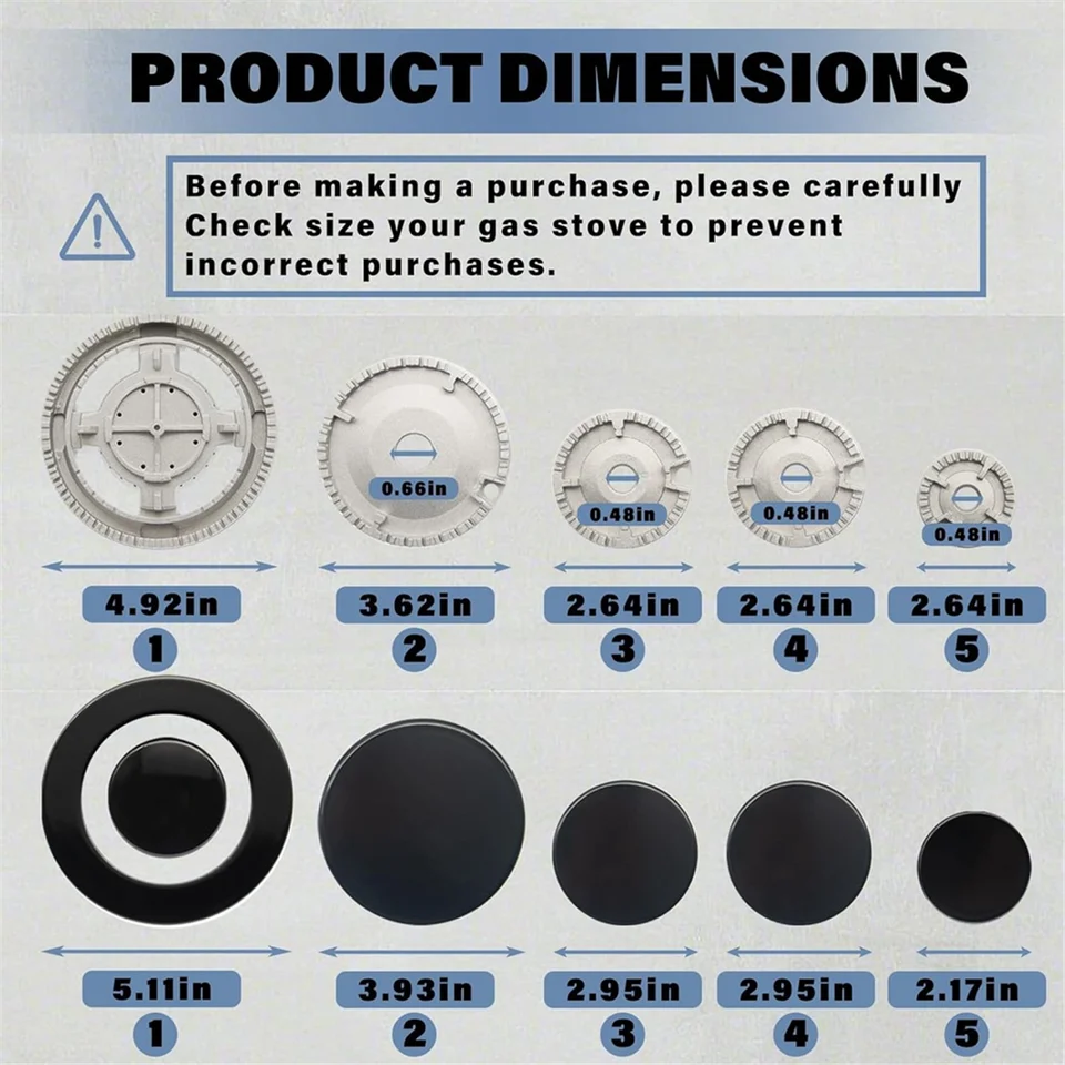 Set Da 4 Cappelli Per Bruciatori Gas, Per Piani Cottura Sabaf – Efficienza E Fiamma Uniforme (55mm, 75mm, 100mm) - 5