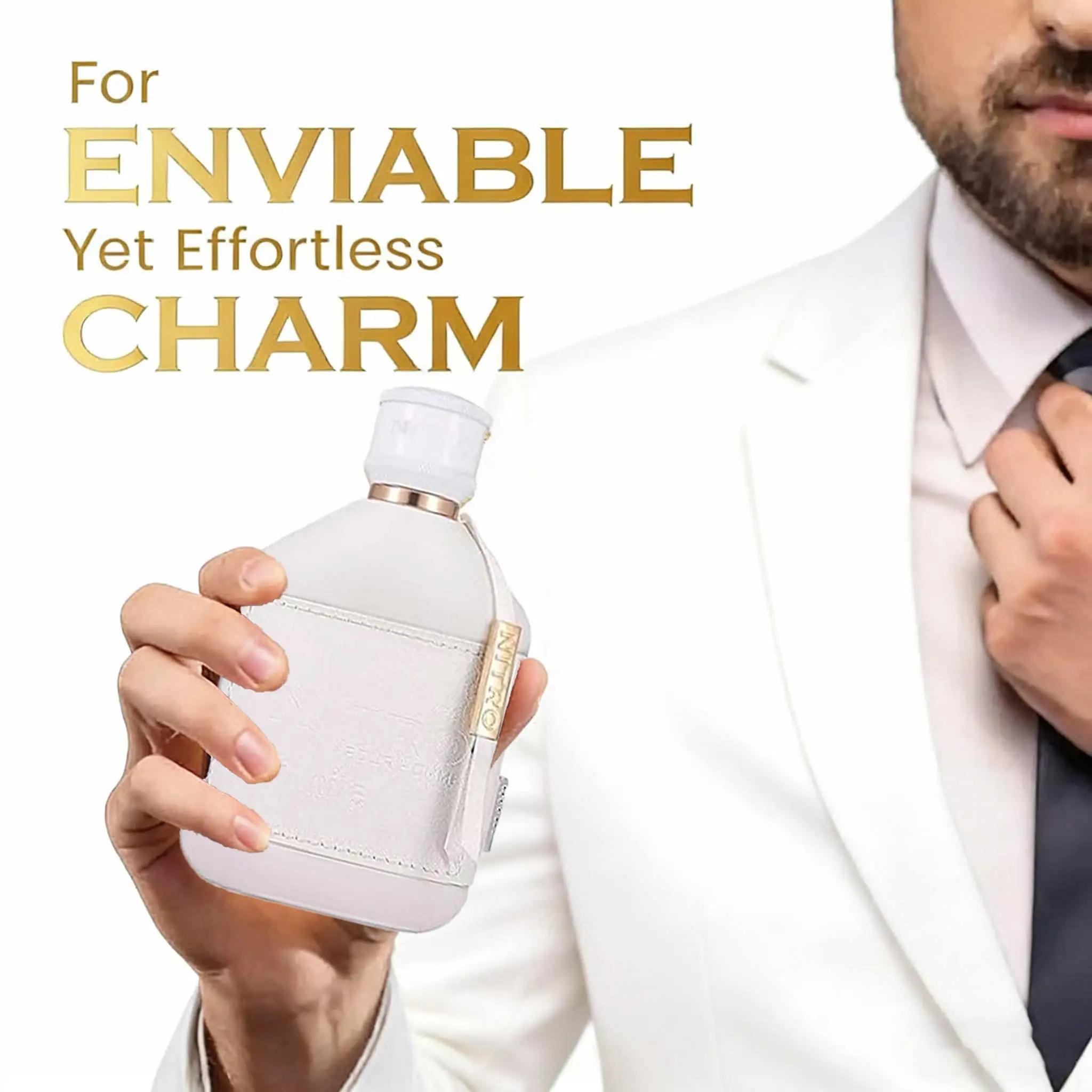 Nitro White men's perfume, 3.4oz 100ml, wood oriental flavor, bergamot, blackcurrant, pepper and jasmine, musk and vanilla finish, suitable for men who pursue personality and taste, with a lasting fragrance. 2