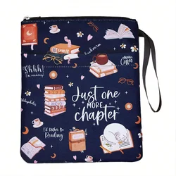 Whimsical 'Just Another Chapter' Book Cover with Zipper and Front Pocket (Blue)