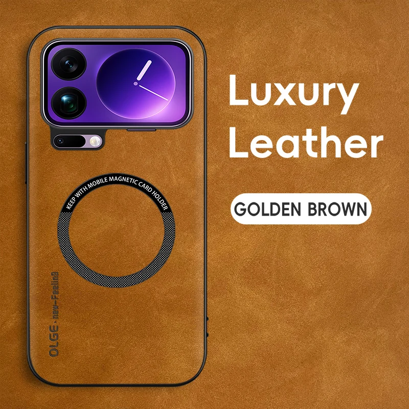 Magnetic Retro Leather Soft Phone Case with Wireless Charging Capability