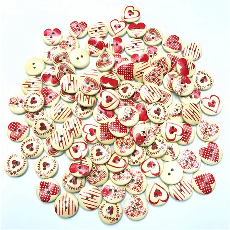 Wholesale W09 lots Wood Sewing Buttons Heart-shaped Scrapbooking 20x16.5mm 