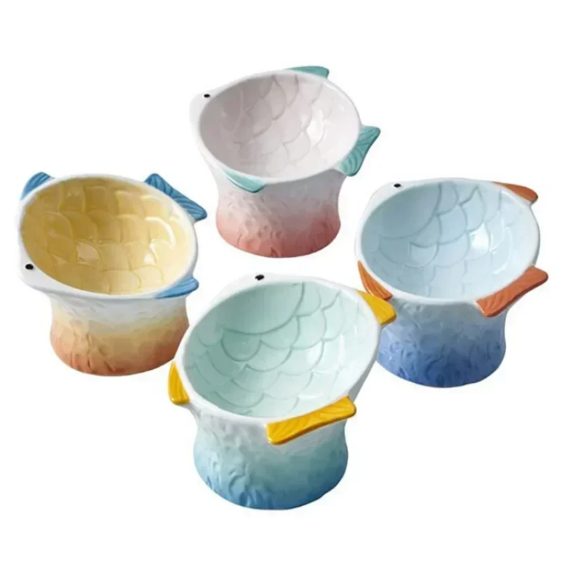 

Ceramic Dish Pet Creative Feeder Bowls Decorative Raised Treats Dishes Water Kitten Feeding Plate Cat Eating Elevated Dog Bowl