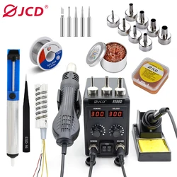 JCD 750W 8586D Soldering Station 2 IN 1 Hot Air Gun LCD Dual Digital Display Electric Soldering Iron SMD Welding Rework Station