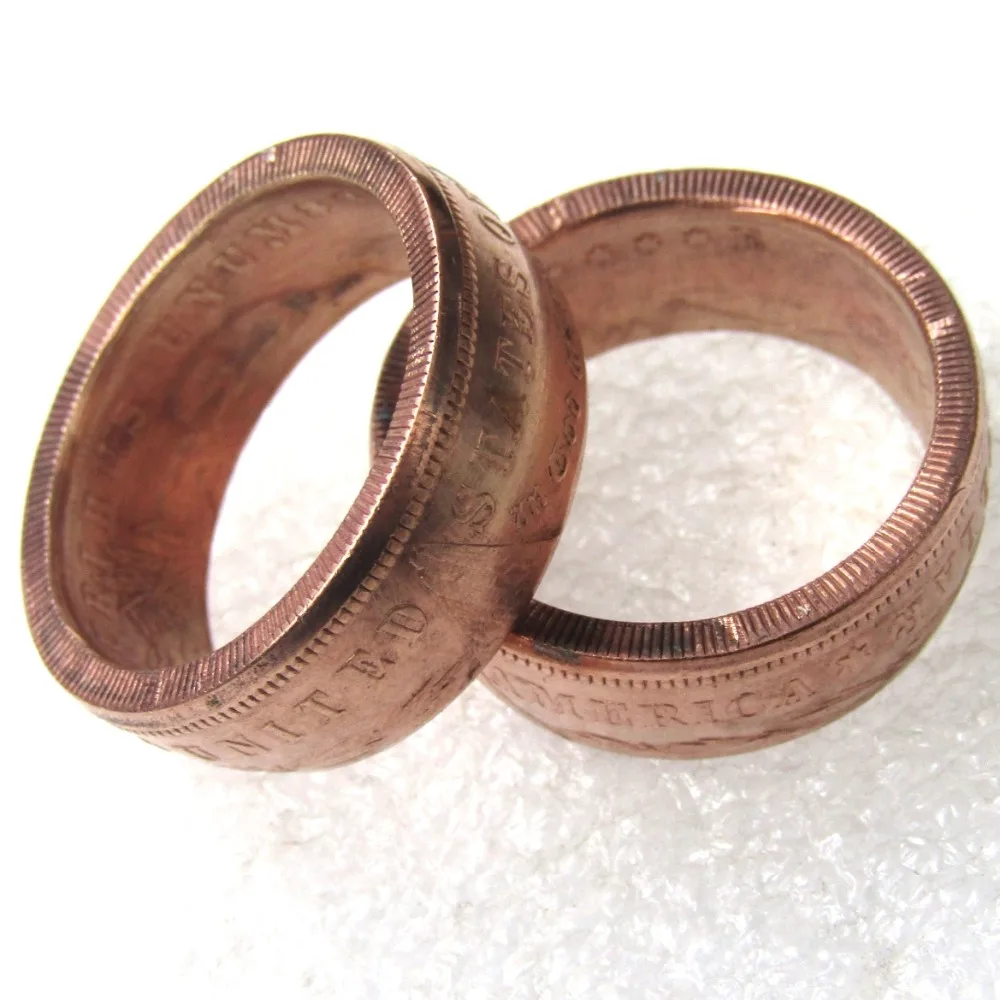 

Morgan Silver Dollar Coin Ring 'eagle' Copper Handmade In Sizes 8-16