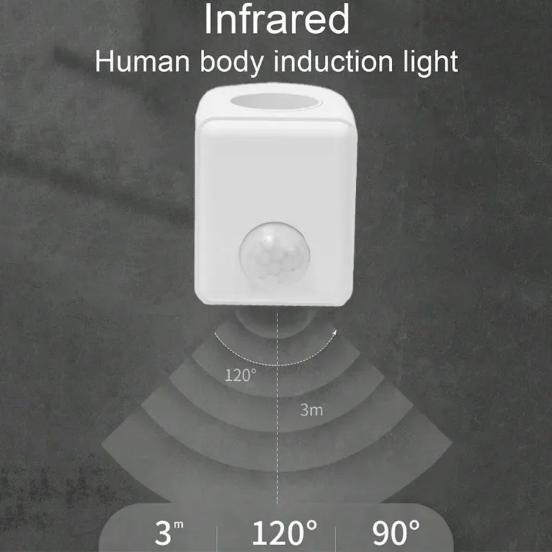Pir motion sensor AC110-220V wall mounted LED human infrared sensor lamp holder intelligent delay E27 screw port sensor lamp head adapter