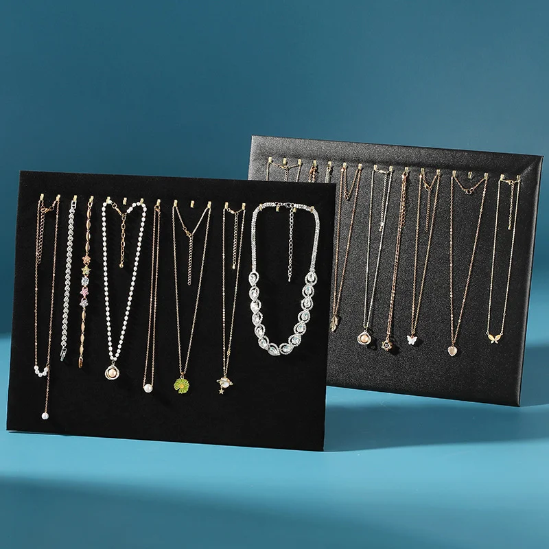 17/28 Hooks Black PU/Velvet Necklace Display Rack Simple Jewelry Stand Organizer Holder Jewelry Storage Board Bracelet Hanger