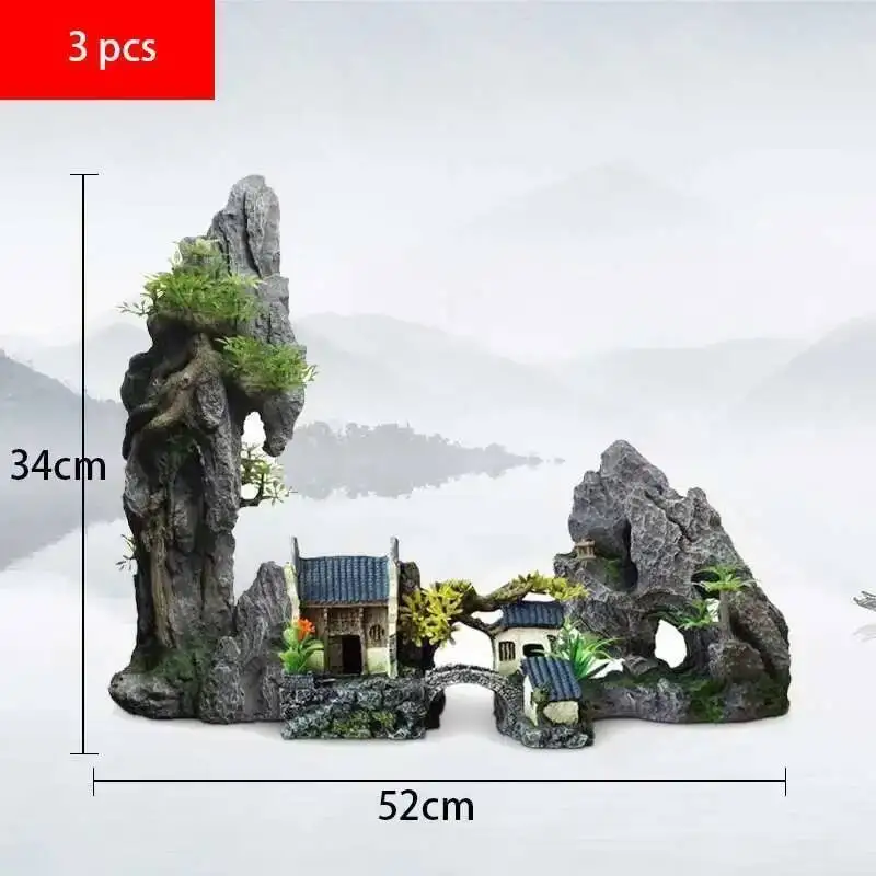 Aquarium Rock & Grass Decor 1