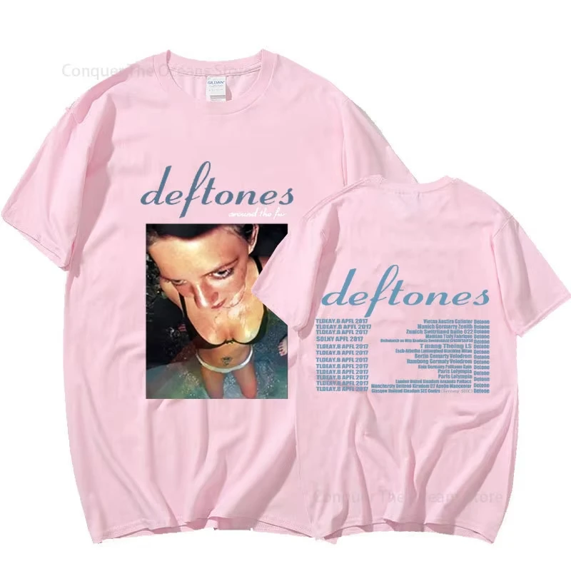 New Deftones Around The Fur Tour Band Concert Print Men's T Shirt and Women Punk Vintage Oversize Tees Summer Cotton Tops