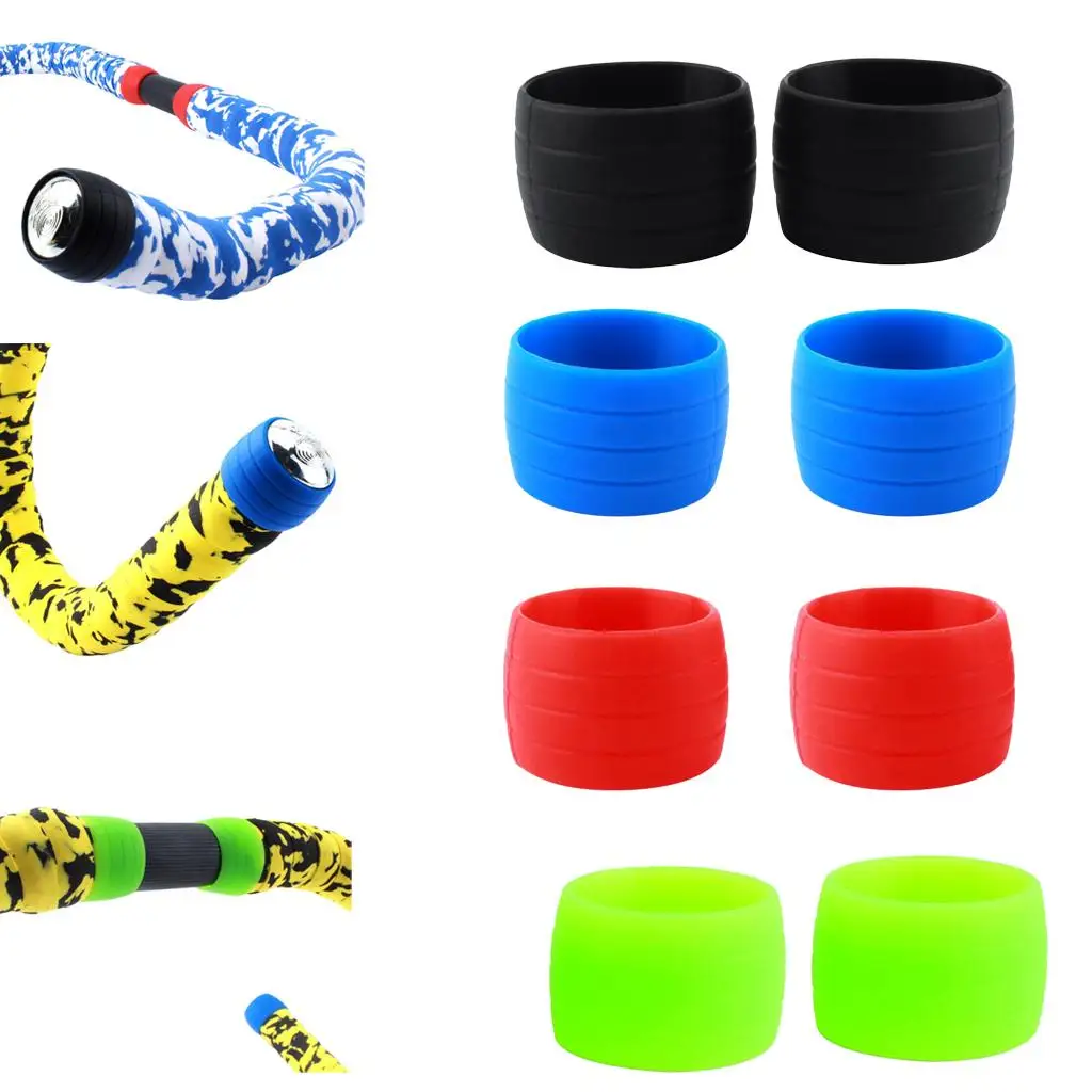 2Pcs Silicone Fixed Ring Fasten Loop Sleeve for Bicycle Road Bikes Bicycle Handlebar Tape Wrap Winding Belt Cycling Bar Tape