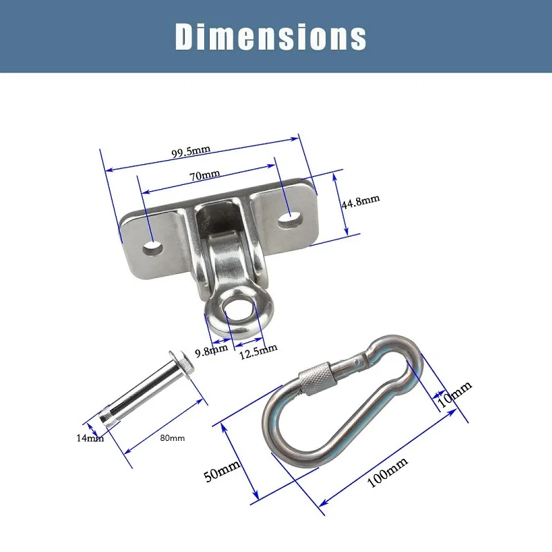 1 Sets Heavy Duty Hammock Hanging Kit Ceiling Carabiner Hooks with Steel Wall Anchors hammock mount