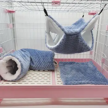 Hamster Nest Winter Bed House Shed Hanging Hammock Cage Tunnel Plush Hideaway For Hamster Guinea Pigs Sugar Small Pet C8q1