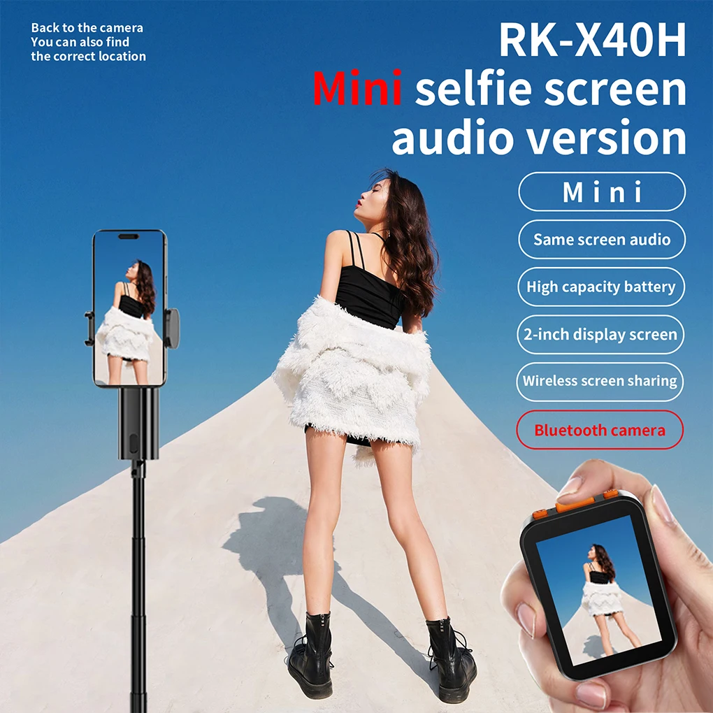 Mini Portable Screen Selfie Phone Screen For iphone Vlog Selfie monitor with Sound Projection Bluetooth Remote Photography