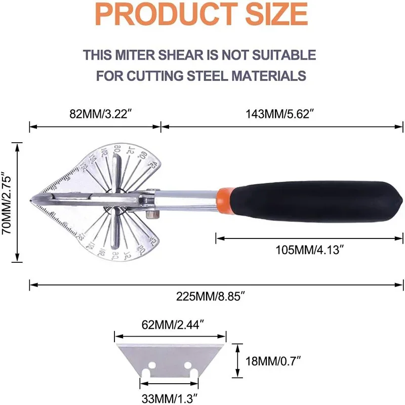 Multi-purpose Angle Scissors 45-135 Degree Wireway Multi-Angle Scissors Hardware Manual Wireway Scissors PVC Plastic Hand Tools 6