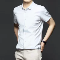 Stretch Anti-Wrinkle Smooth Men's Shirts Short Sleeves Dress Shirts For Men Slim Fit Camisa Social Business White Shirt S-5XL 2